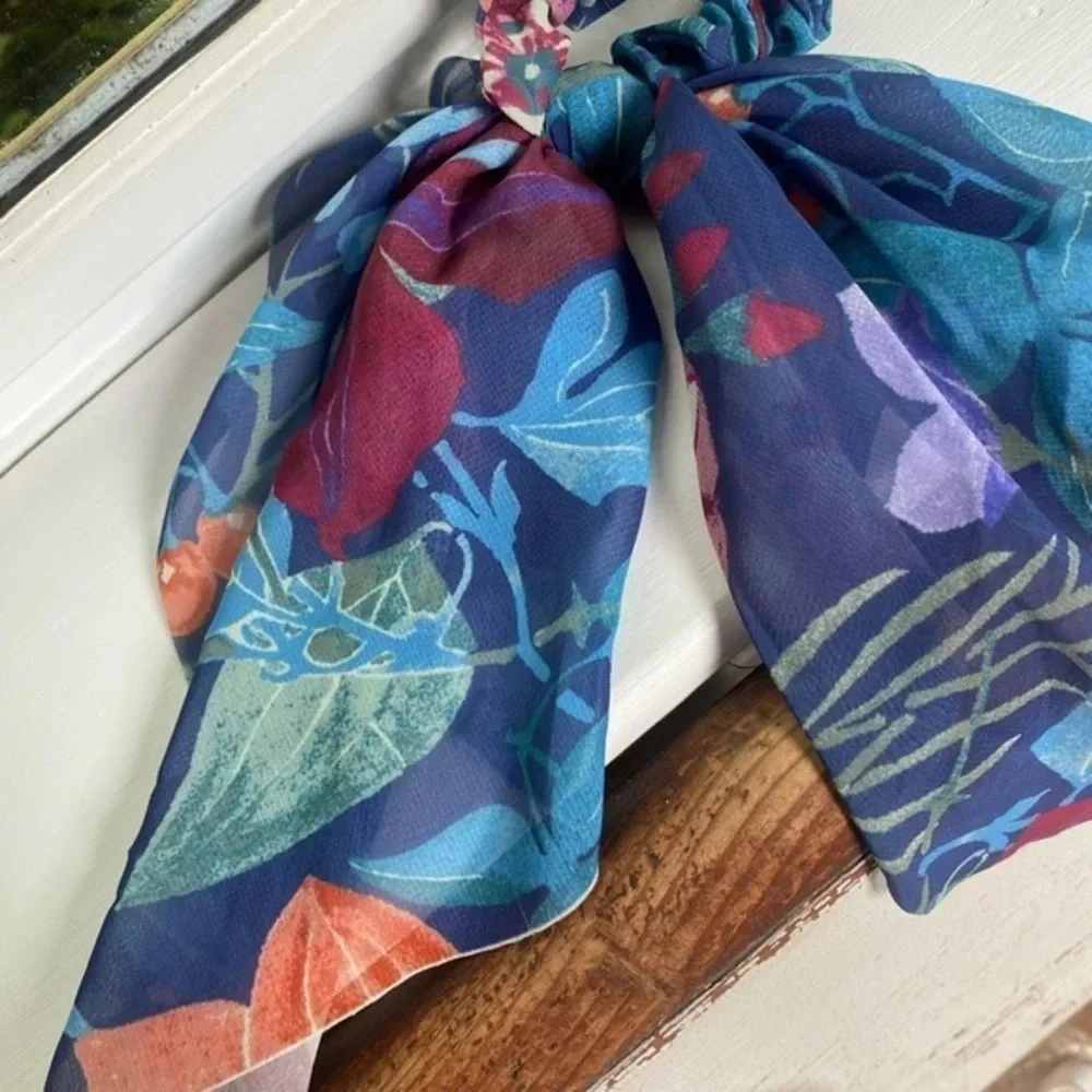Anthropologie Blue Tropical Hair Scarf